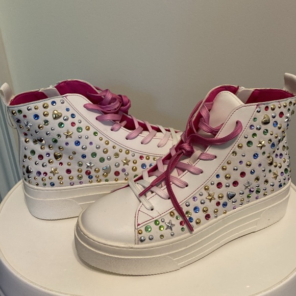 Steve Madden Girls Jewelled Chunky High Tops Sz5 - Picture 3 of 9